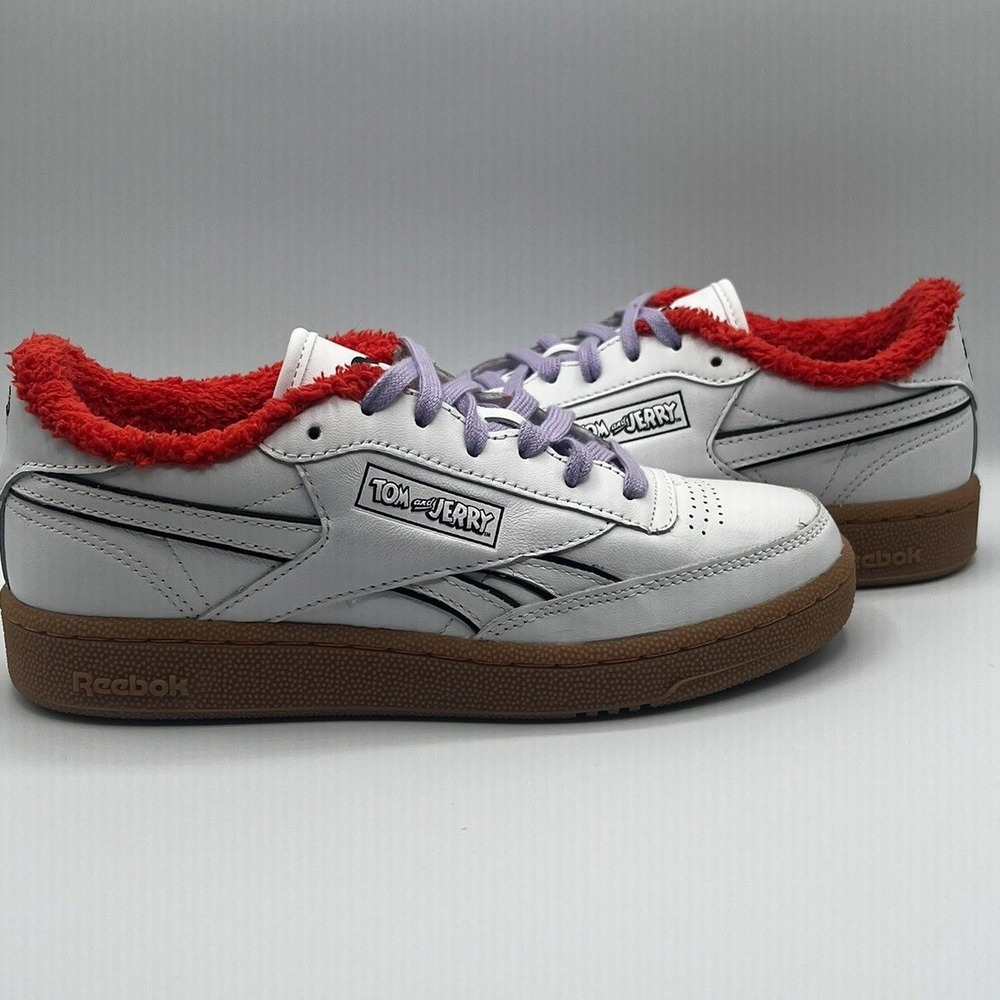 Reebok Club C x Tom & Jerry White Shoes - Kids Youth Size 5.5 Women's Size 7